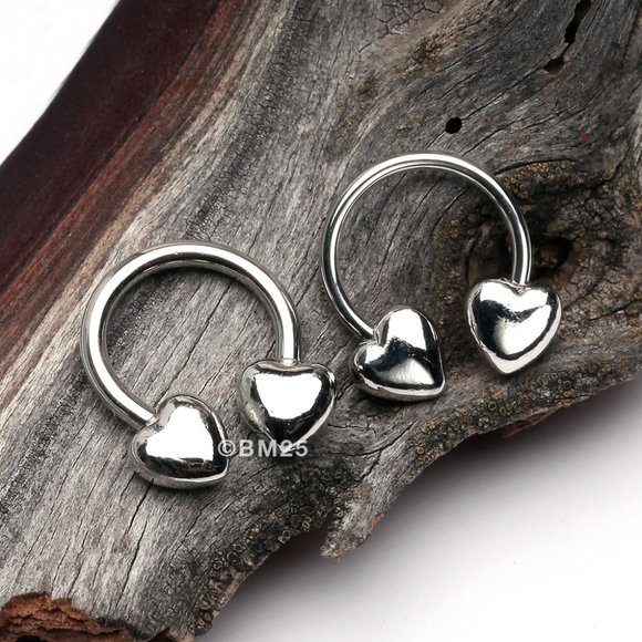 Silver Horseshoe Heart Earrings - Picture 2 of 2